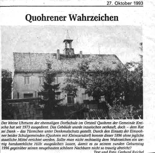 Sächsiche Zeitung 1993 - Quohrener Wahrzeichen